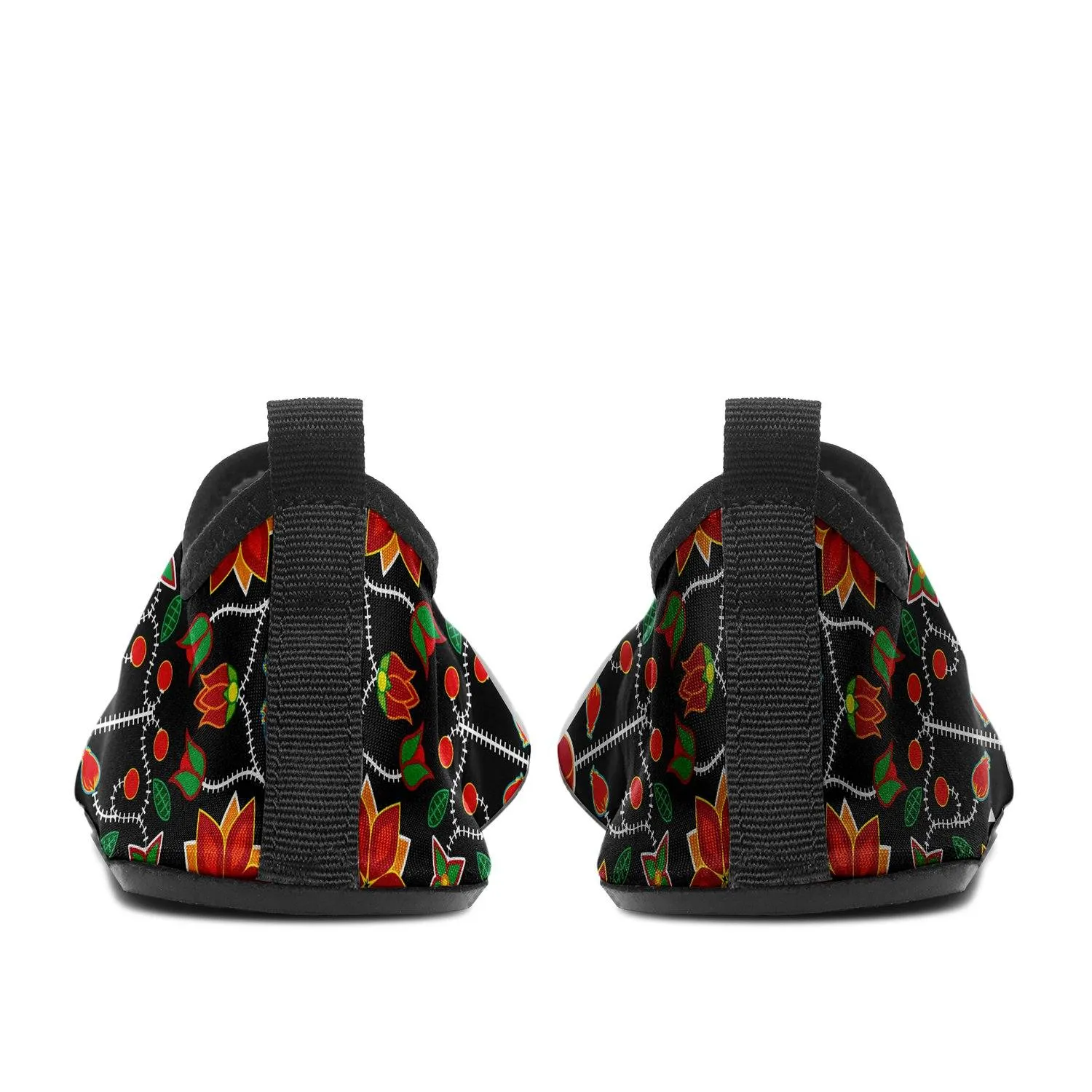 Floral Beadwork Six Bands Sockamoccs Slip On Shoes