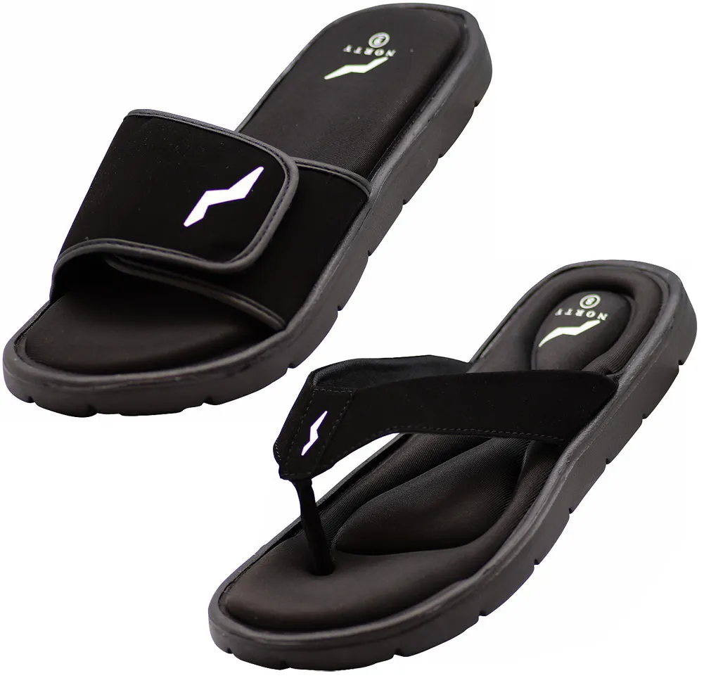 Norty Mens Memory Foam Footbed Comfortable and Casual Sandal Slip On Shoe