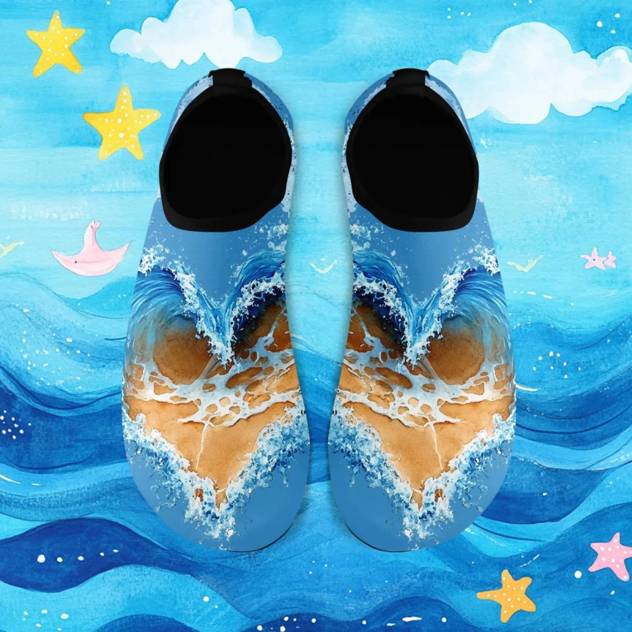 Personalized Ocean Collection Aqua Shoes, Custom Beath Quick-Dry Shoes, Unisex Slip On Shoes