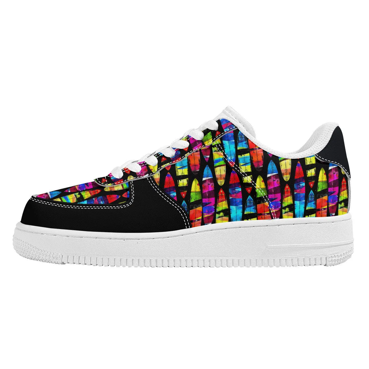 Prismatic Waves: Surfing on Rainbow Dreams Unisex Air Force Sneakers
