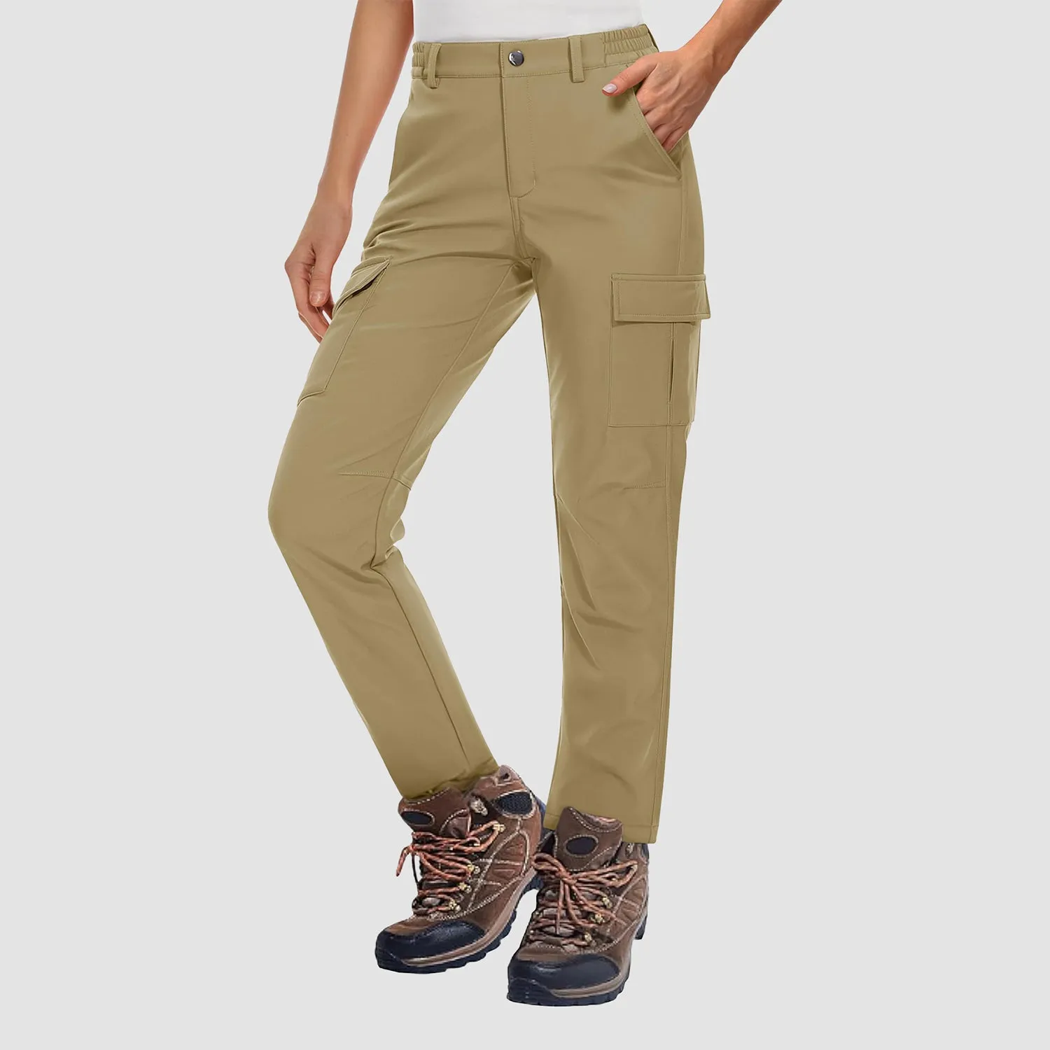 Women's Fleece Lined Softshell Pants  Water-resistant Hiking Pants